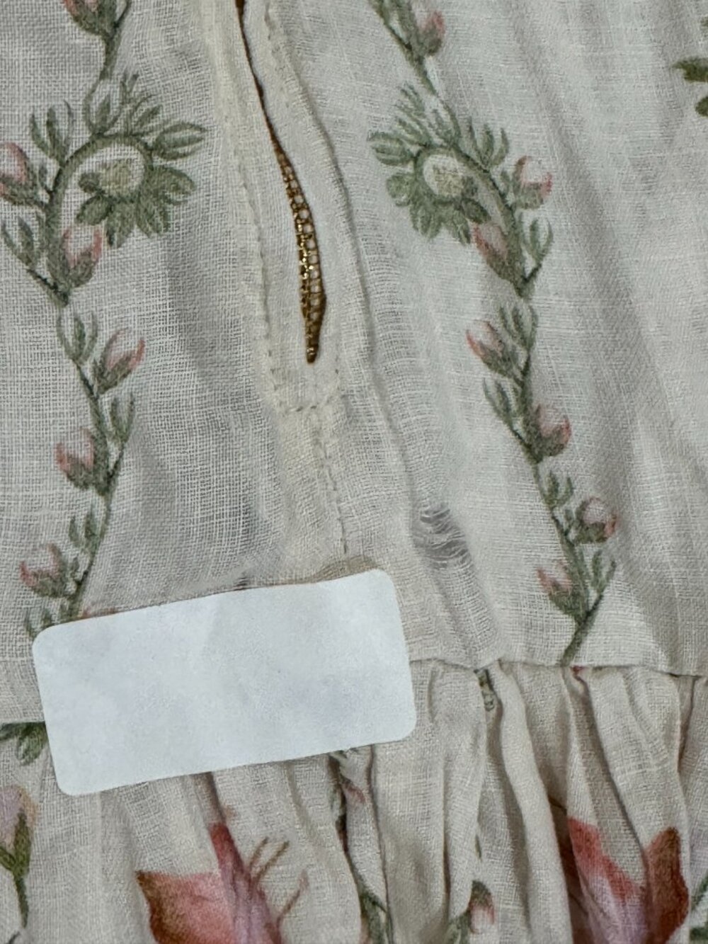 Agua Bendita Cream Floral Midi Dress with Pink & Green Botanicals - Picture 14 of 14